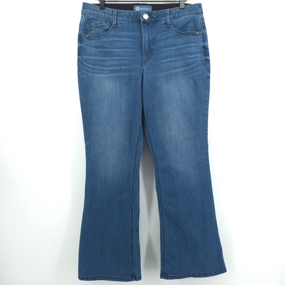 Democracy Ab Solution Women Jeans 12P Blue Bootcut Flare Stretch Petite Denim